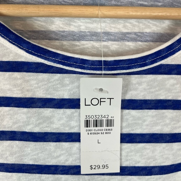 NWT LOFT Stripe Cotton Blend Racerback Tank Top Size L - Picture 10 of 10